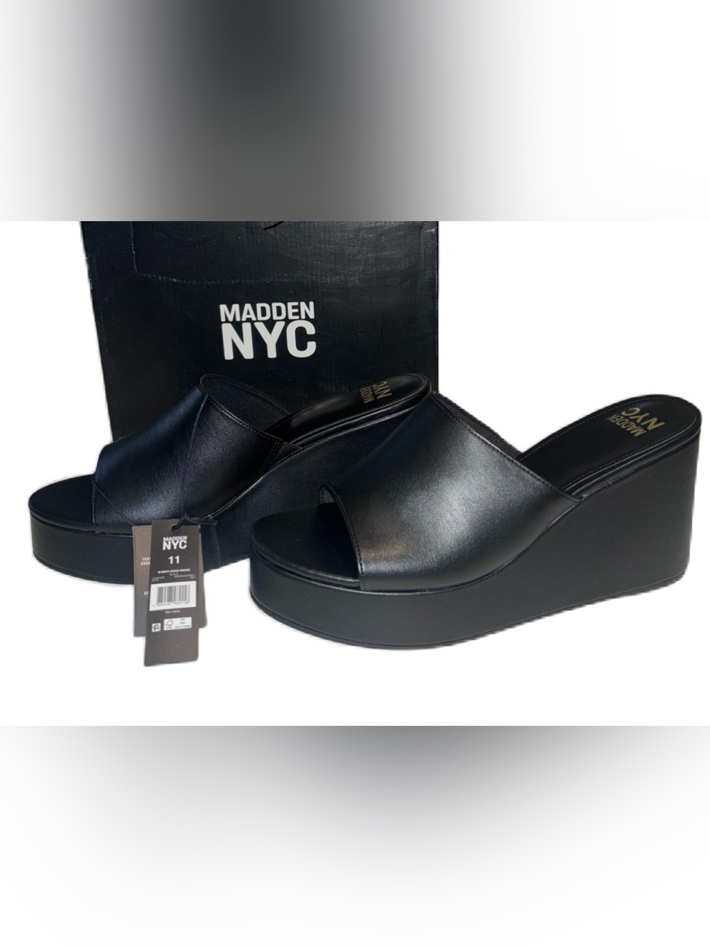 Madden NYC Black Platform Boho Wedge Slide on Sandals - Women's 11 - Picture 2 of 14